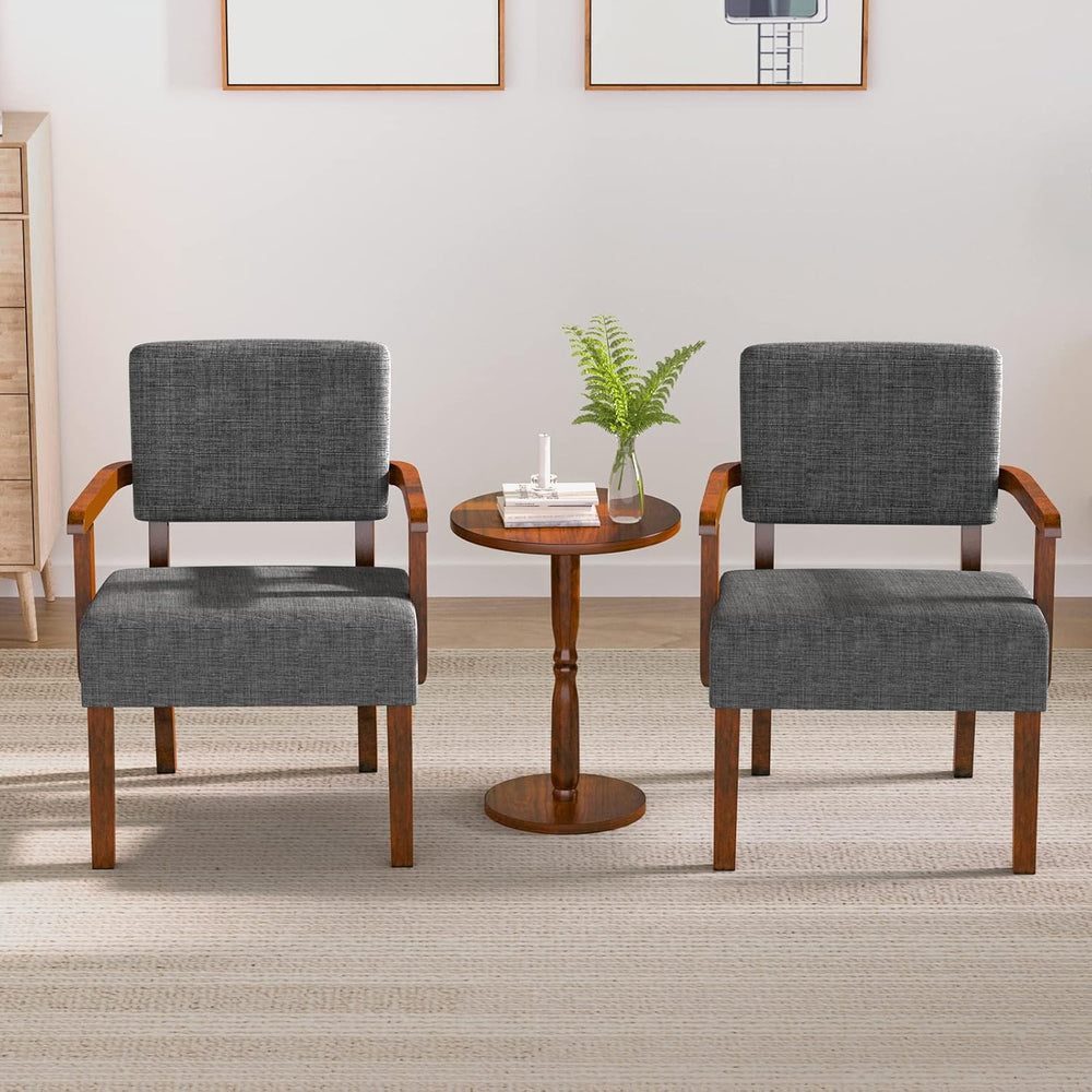 FAGAGA Accent Chairs Set of 2, 2 Solid Wood Armchairs with Side Table