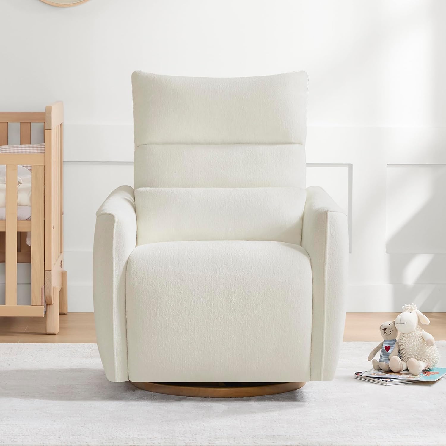 CHITA Power Swivel Glider Recliner Chair, Dual Motor Nursery Glider, Cream | Nursery Rocking Chair with Adjustable Power Headrest, FSC Certified Solid Wood Base, for Bedroom, Living Room