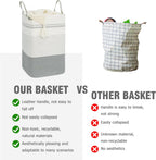 danpinera 100L Nursery Hamper, Tall Woven Laundry Basket with Long Leather Handles, Boho Laundry Hamper for Living Room & Bedroom, Eco-friendly & Convenient Decorative Storage Basket White & Gray