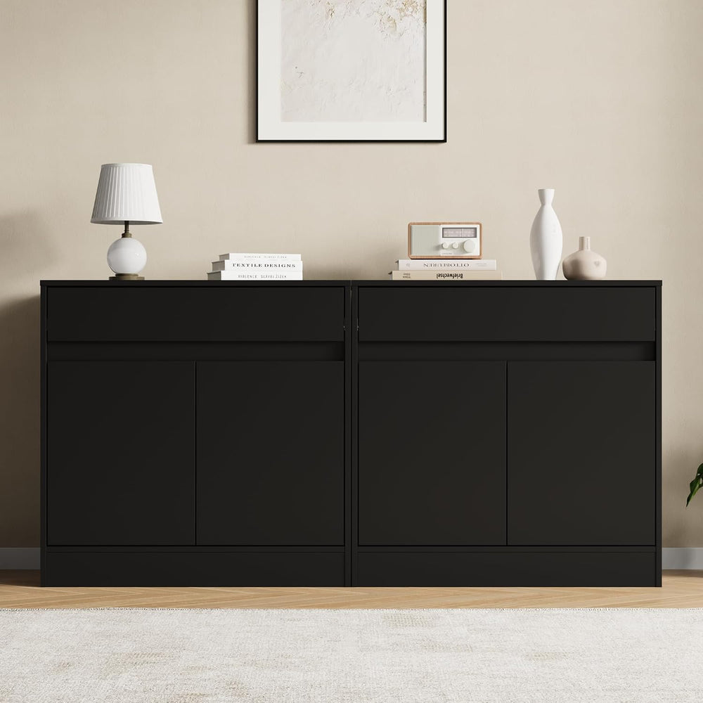 Housoul Buffet Cabinet (Set of 2), Coffee Bar Cabinet with 2 Doors and Drawer...