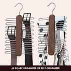 Tie Hanger,Tie Organizer for Closet 20 Storage Capacity,Wooden Necktie Organizer Tie Holder,360 Degree Rotating Accessory Organizers for Tie,Belt,Scarf