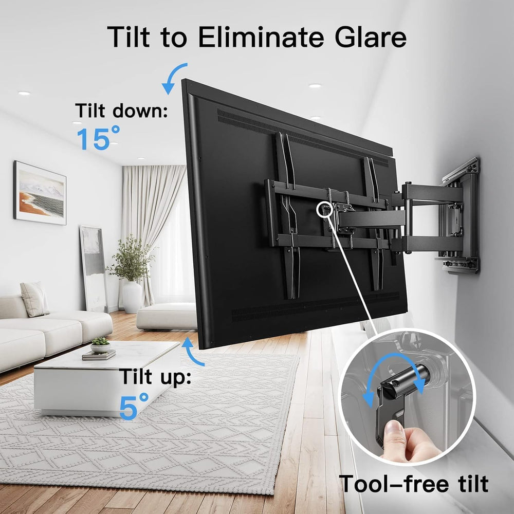Pipishell Full Motion TV Wall Mount for 37-75 inch Flat/Curved TVs up to 100l...