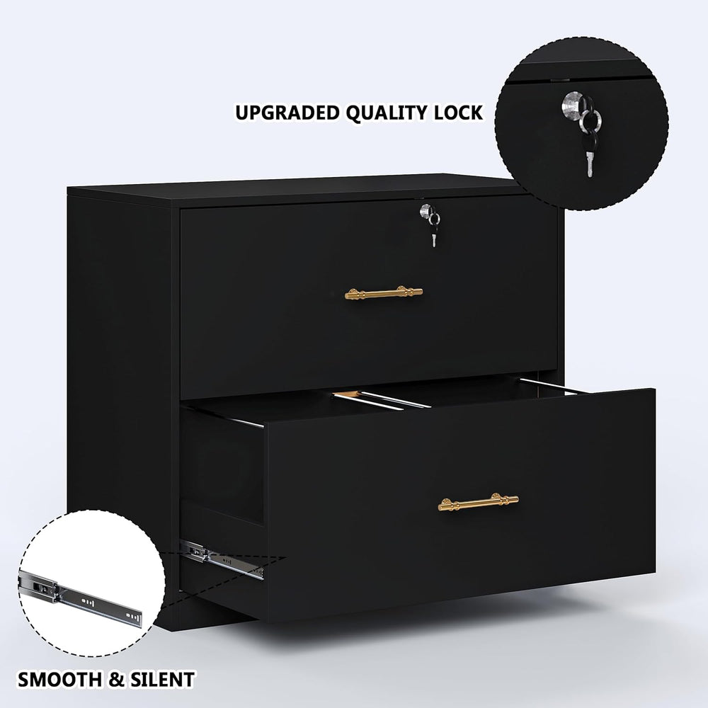 2 Drawer Lateral File Cabinet with Lock, Suitable for Letter/A4/F4/Legal Size...