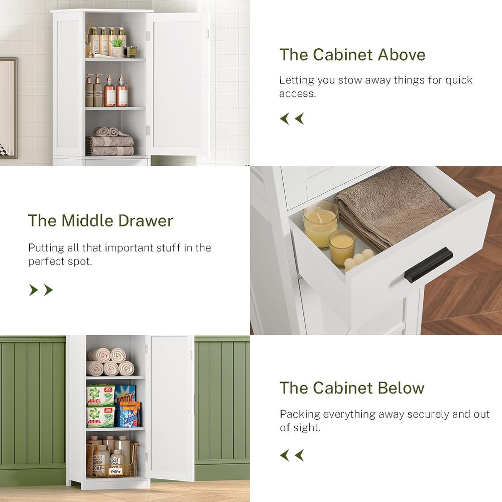 WEENFON Tall Bathroom Cabinet, Storage Cabinet with 6 Shelves & Drawer, B...