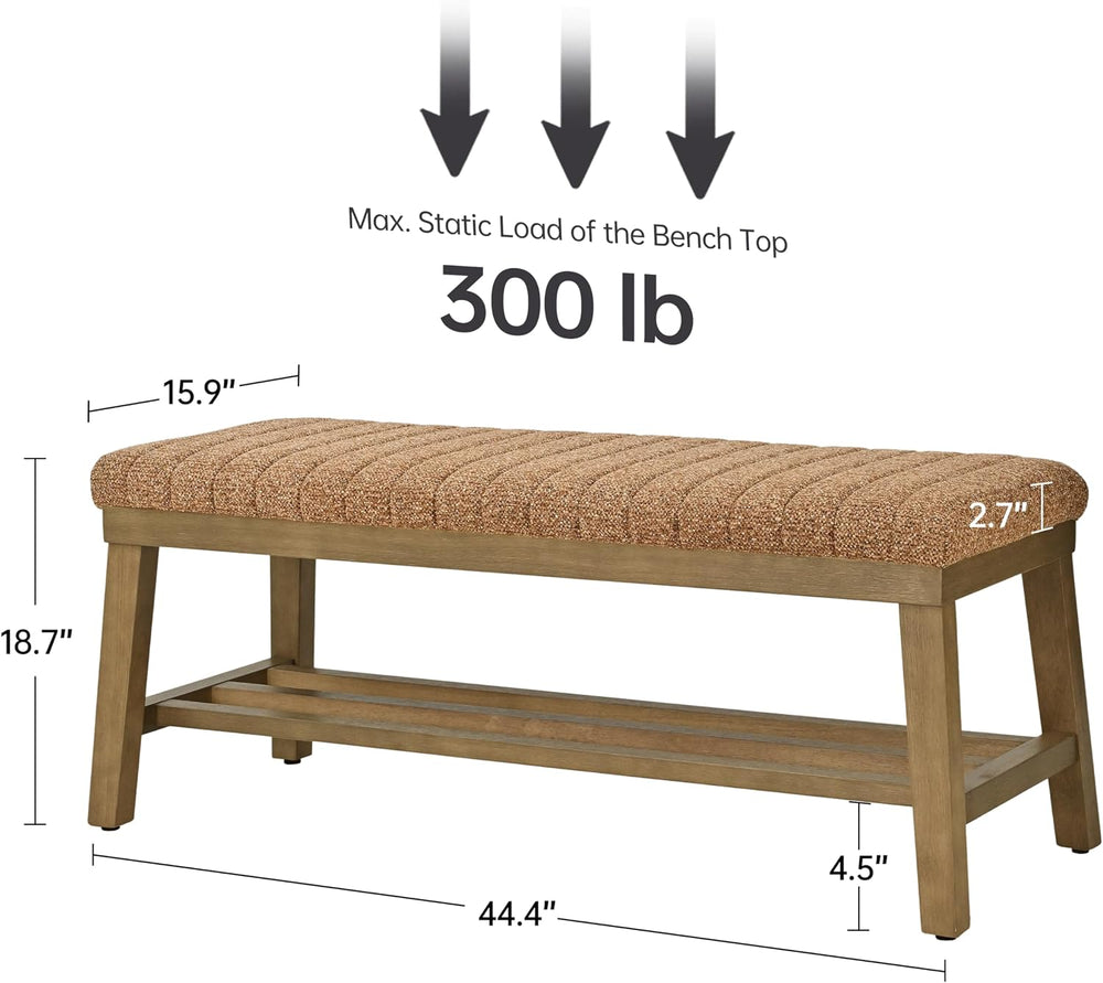 VKNOW Entryway Bench, 44.4" Upholstered Storage Shoe Bench for Entryway ...
