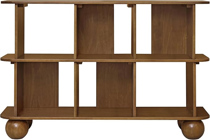 Babyletto Bondi Assembled Open Bookcase Kids Book Case w/Wide 6-Cube Montessori Wooden Book Shelves for Bedroom/Playroom/Living Room/Office - Modern Wood Bookshelf - Natural Walnut
