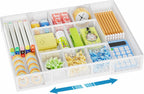 Marbrasse Expandable Desk Drawer Organizer, Mesh Drawer Organizer Tray with 10 Adjustable Compartments, Desk Organizers and Accessories, 5 Dividers Drawer for Office Supplies, Makeup & Vanity (White)