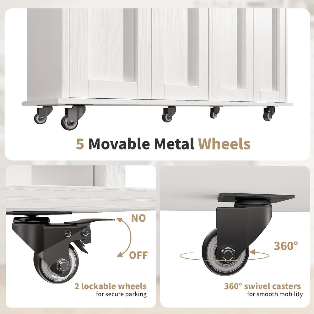 Kitchen Island with Storage, 35.4" Rolling Kitchen Island Cart on Wheels...