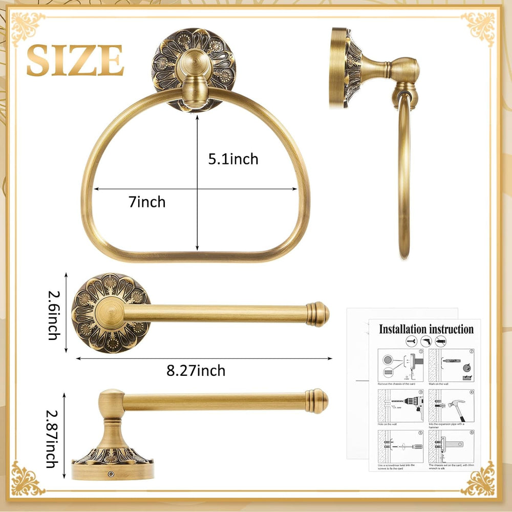 2 Pcs Toilet Paper Holder Towel Ring, Brass, Semi Circular