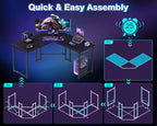 Casaottima L Shaped Gaming Desk, Corner Desk Gaming Table for Home Office, Computer Desk Sturdy Writing Workstation for Small Space, Easy to Assemble, 51 inch, Black