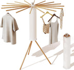 LIENAHU Clothes Drying Rack Tripod,Drying Rack Clothing,Laundry Drying Rack,Floor Standing,16 Wooden Poles,Collapsible Drying Racks for Laundry,Retractable,Foldable,Folding