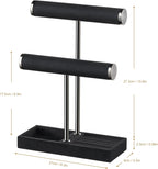 2 Tier Bracelet Holder Display - Detachable T Bar Black Velvet Bracelet Holder, Jewelry Holder Organizer for Bracelet, Necklace, Earrings, Rings