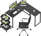 SHW Mission 48 x 48 Inches L-Shape Home Office Computer Desk, Black