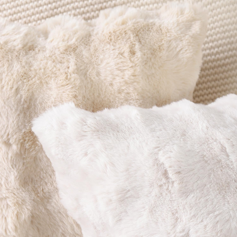 MADIZZ Pack of 2 Thick Plush Faux Wool Throw Pillow Covers Soft Boho Throw Pi...