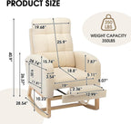 NIOIIKIT Modern Nursery Rocking Chair, Teddy Upholstered Rocking Chair with Footrest, Comfortable Rocker Recliner with Side Pocket, Rocker Glider for Living Room, Bedroom, Nursing Room (Beige)