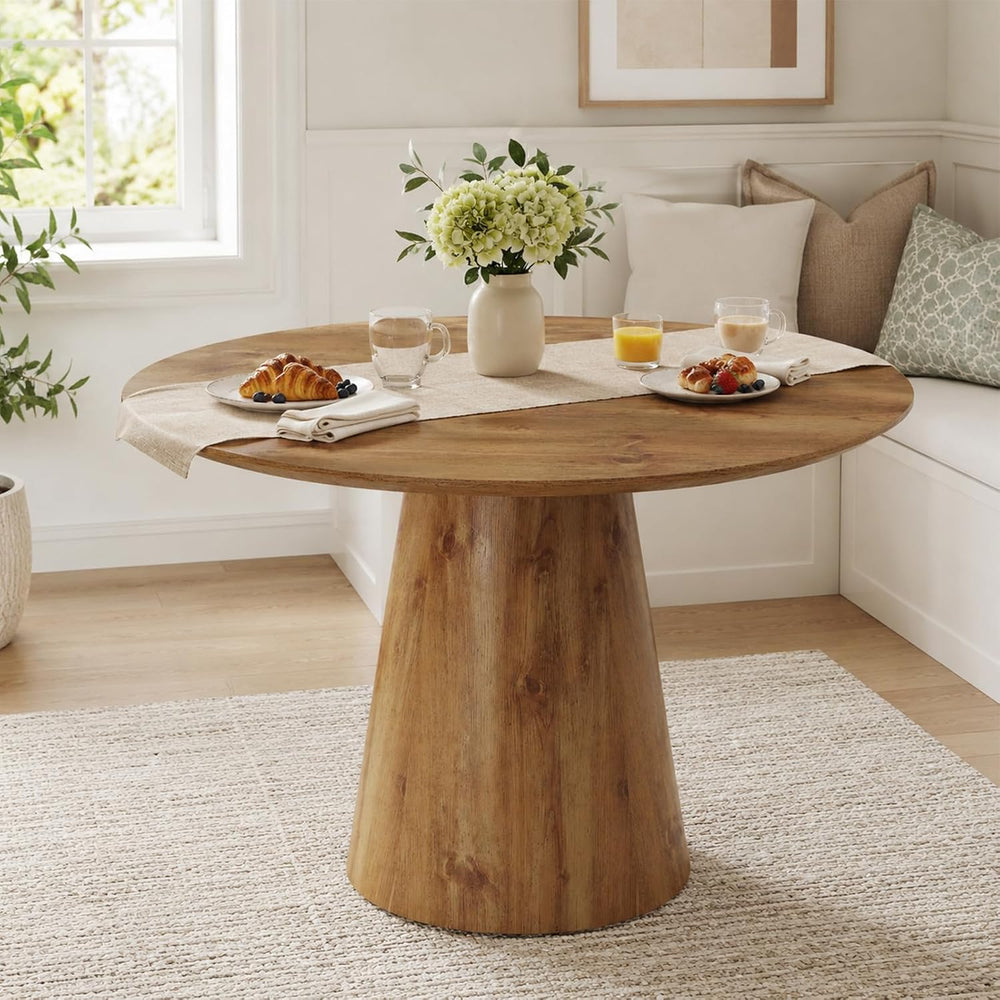 45" Round Dining Table, Round Pedestal Dining Table for 4 | One-Piece Ro...