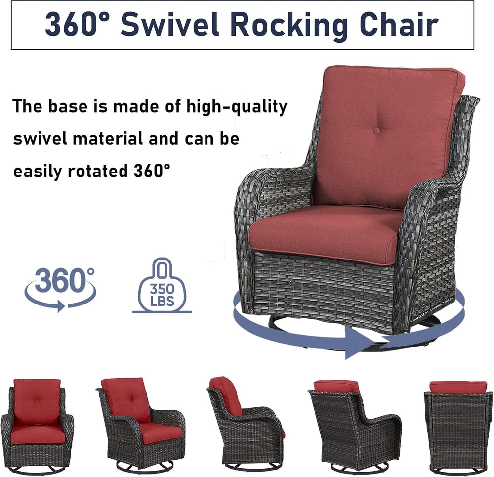 Patio Furniture Set with Swivel Chairs, 5 Pieces Outdoor Wicker Furniture Set...
