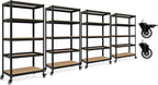 HOMEDANT House 5-Tier Metal Rolling Cart Shelf Rack Casters Heavy Duty Laminated Wheel Shelving Unit Adjustable Utility Storage Shelves Organizer Shelf Kitchen Garage 36.2" W x 16.5" D x 69.5" H 4Pack