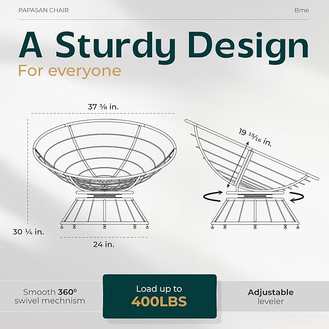 Bme 40" Ergonomic Wicker Papasan Chair