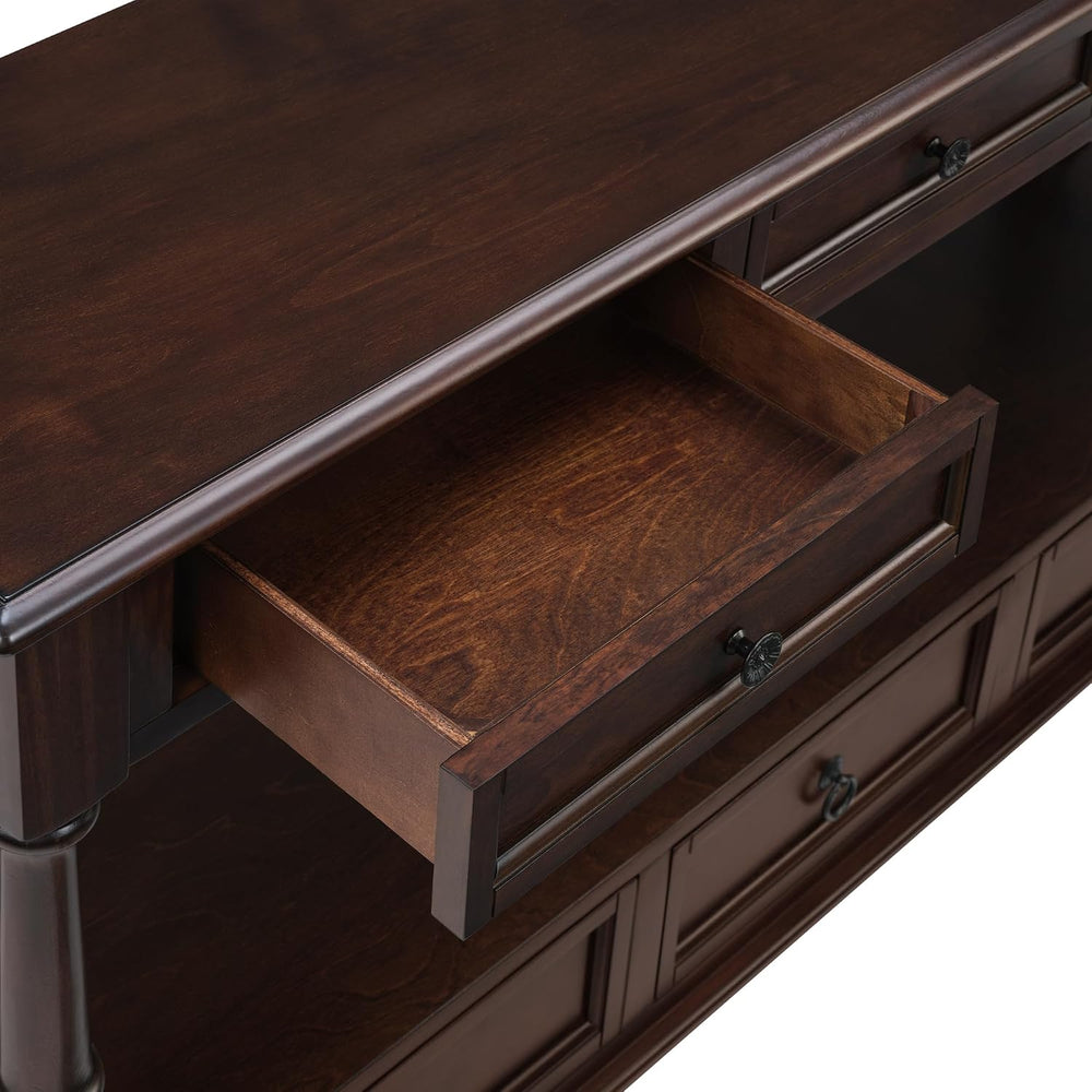 Knocbel Console Table with 6 Storage Drawers and Bottom Shelf, Vintage Sofa T...
