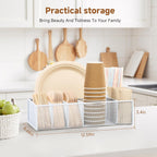Utensil Caddy for Party - Paper Plate Holder ,Utensil Silverware Caddy Utensil Holder Paper plate Organizer with 6 Compartments for Party, Camping, Picnic