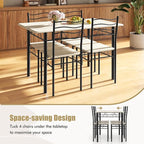 Giantex 47-inches Dining Table Set for 4, Rectangular Kitchen Table with 4 Dining Chairs, Metal Frame, 5-Piece Space-Saving Dinette Set for Small Space, Dinner, Breakfast Nook, Apartment