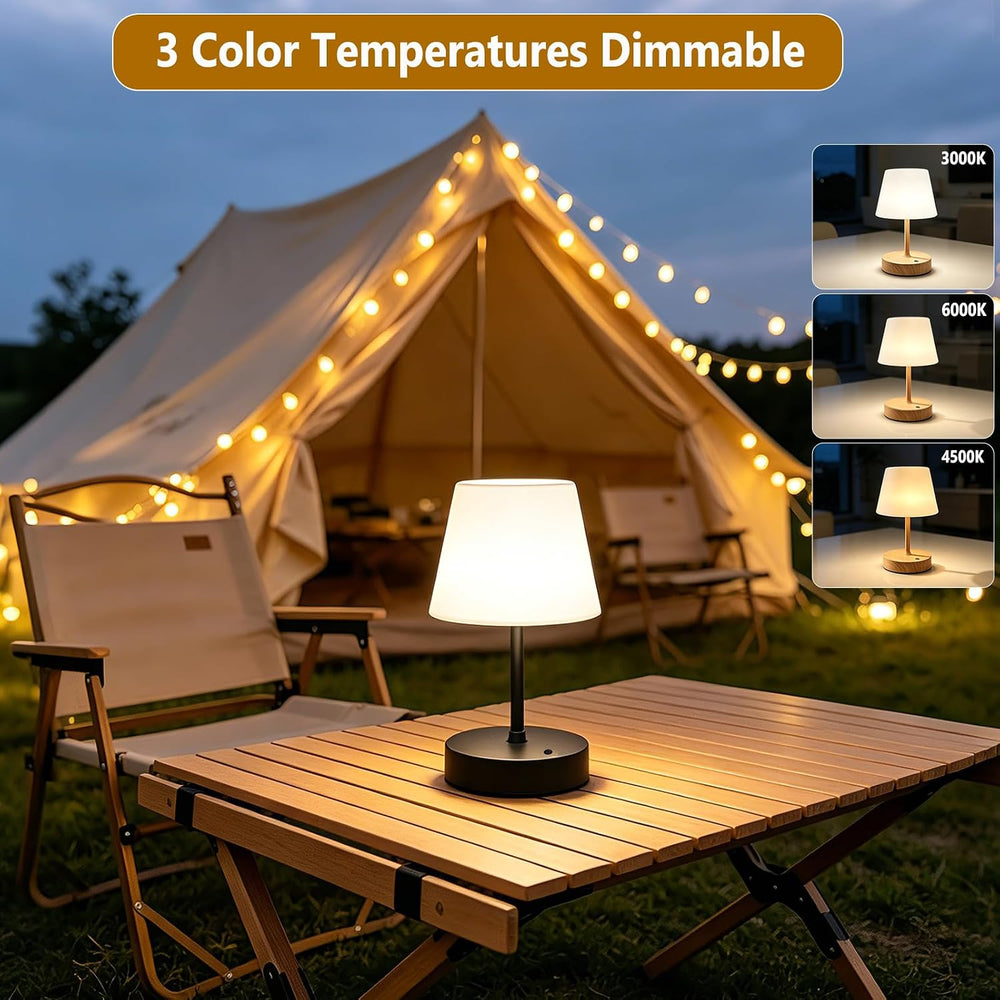 Cordless Table Lamp, Rechargeable Shower Lamp - Black Set of 2