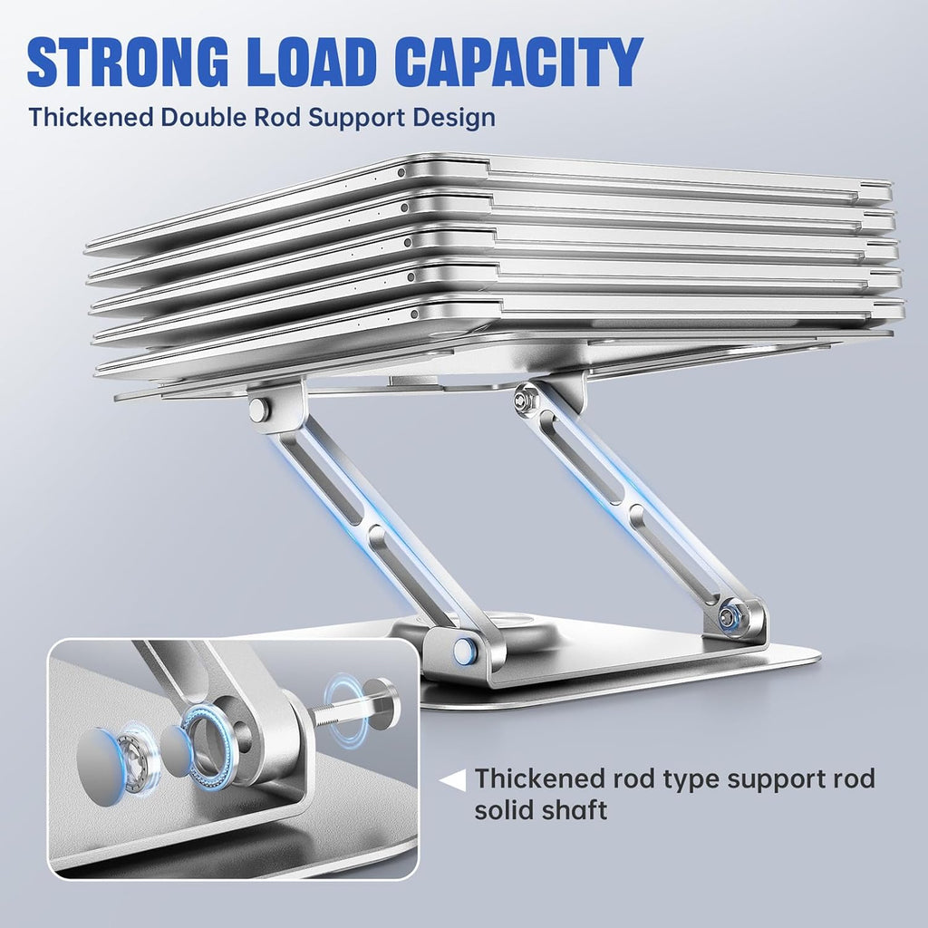 Laptop Stand for Desk, Adjustable Computer Stand with 360° Rotating Base, Ergonomic Laptop Riser for Collaborative Work, Foldable & Portable Laptop Stand, fits for All 10-16" Laptops