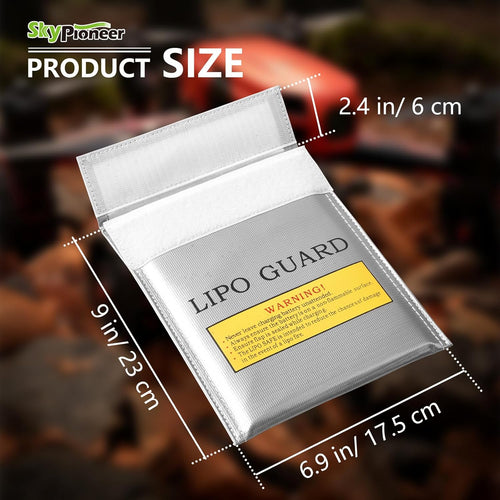 2 Pack Lipo Safe Bags, Fire Retardant Lipo Battery Bag, 6.9''x9'' Silver, Fireproof Explosion-proof Sack for Charging and Storage