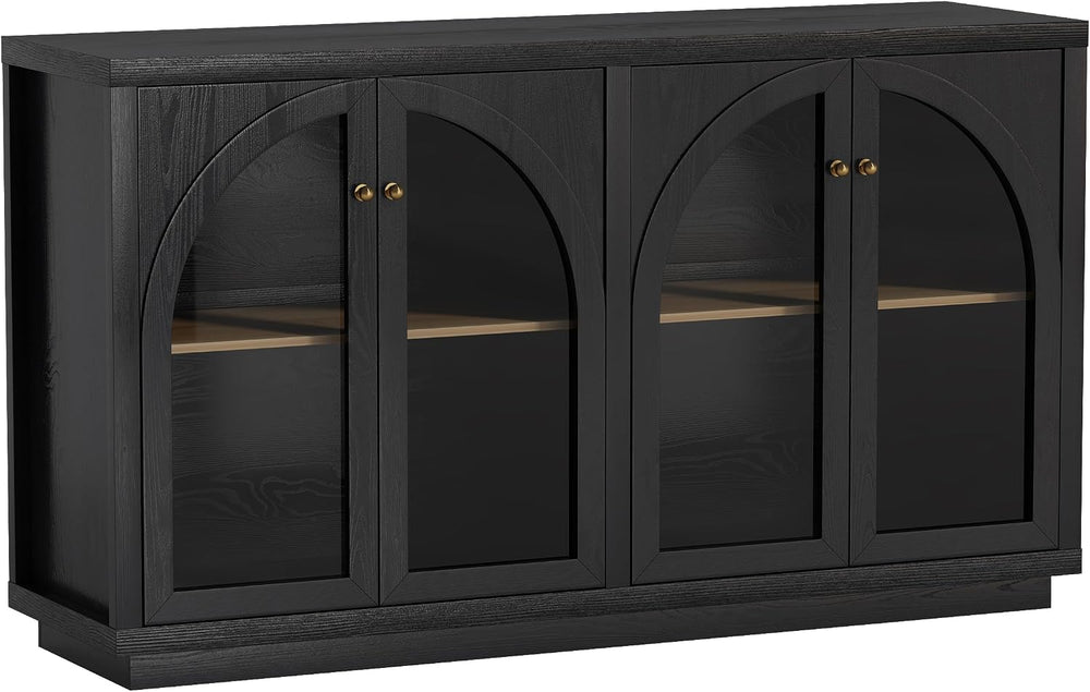 Arched Sideboard Buffet Cabinet with 4 Doors, Modern Accent Storage Cabinet w...