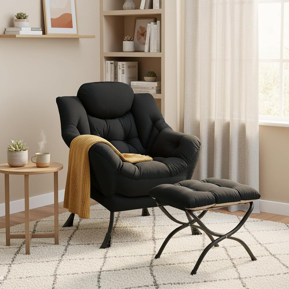 Modern Lazy Chair with Ottoman Lounge Accent Reading Chair for Living Room