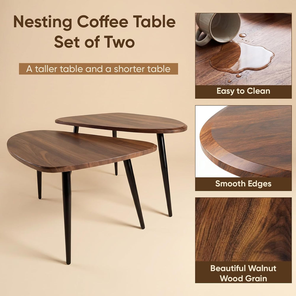 Nesting Coffee Table Set of 2,Mid Century Coffee Nesting Table | living room ...