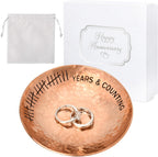 22 Year Wedding Anniversary Copper Gifts 22th Gifts 4" Copper Jewelry Tray Engraved Decorative Dish for Couple Him or Her