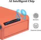 Biometric Fingerprint safe, Slide-Away Handgun Safe for Pistols, Leather Wrapped Jewelry Storage Safe, Drawer Safe for Home,Digital Keypad & Quick-Access Drawer (Orange-1 Drawer)