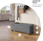 STORAGEBUD Storage Ottoman Bench with Bins, 43-in Storage Bench for Bedroom End of Bed, Folding Foot Rest Ottoman for Living Room Max 660lbs, Faux Leather Ottomans, Grey