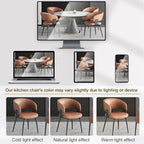 Modern Dining Chairs Set of 6, Faux Leather Upholstered Kitchen Chairs with Curved Back and Metal Legs, Mid Century Chairs for Dining Room, Kitchen, or Café (Brown)