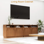 Fluted TV Stand with Arched Reeded Design Doors, Set of 2 Modern Entertainment Center with Storage for Up to 98", TV Media Console, Adjustable & Open Shelves, TV Cabinet for Living room, Walnut