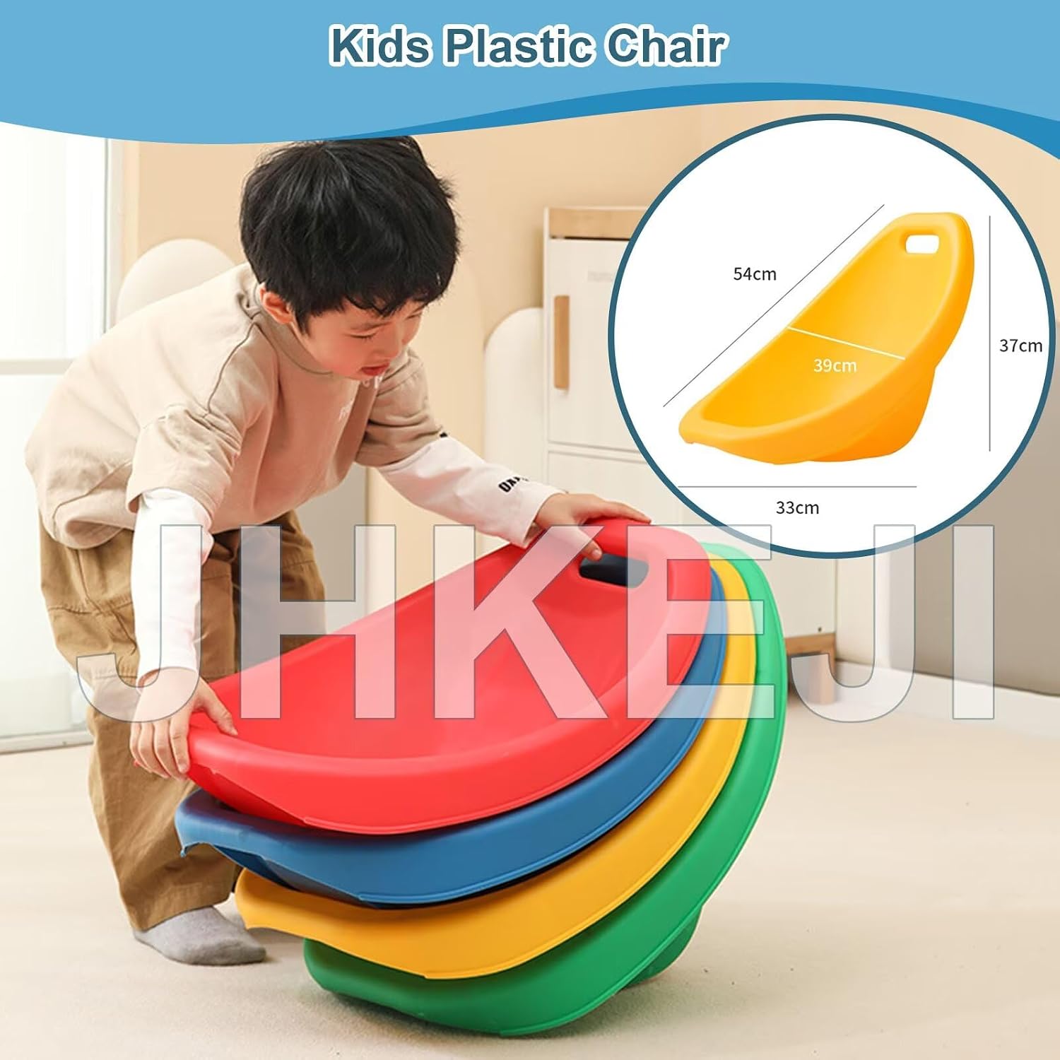 4 Packs Multicolor, Autism Sensory Rocking Chair, Fun Wobble Chairs for Classroom Elementary, Portable Floor Seating with Back rt, Plastic Reading Chair w/Handle for Indoor Outdoor (Yellow 4 PC