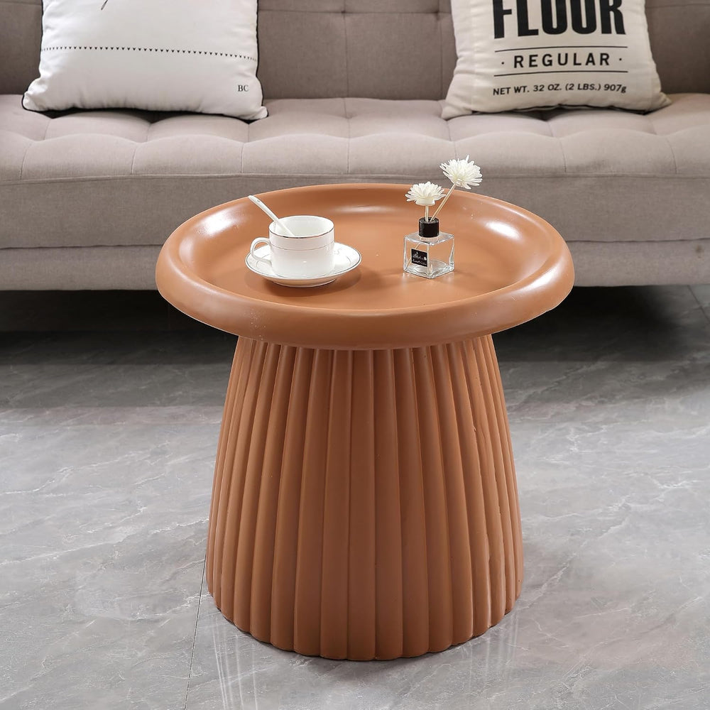 19.69" Round Light Terracotta MGO End Table for Indoors and Outdoors, Mi...