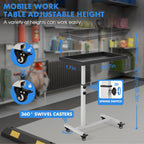Adjustable Work Table with Wheels, Mechanic Rolling Tool Tray Table for Garage Repair Shops DIY, 220LBS Capacity Mobile Heavy Duty Steel Tool Cart (Gray)