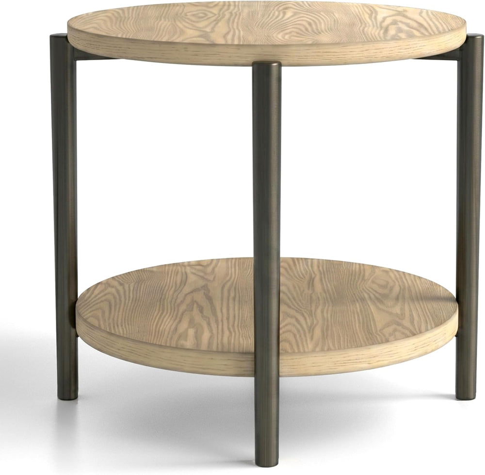 Furniture of America Onos Modern Solid Wood 26.6-inch Round End Table with Op...