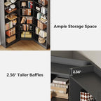 IRONCK Corner Bookshelf, 7-Tier Bookshelf with Storage, Corner Bookcases with Baffles Etagere Shelf for Living Room Home Office Bedroom, Black