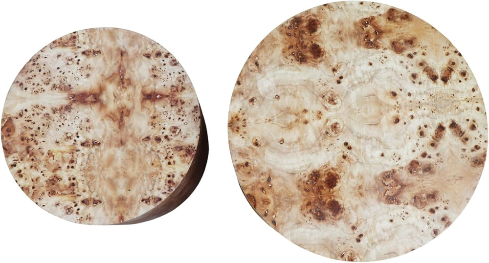 Round Burl Wood Nesting Coffee Table Set of 2, Farmhouse Side Tables | Set of...