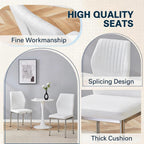 Dining Chairs Set of 6, Modern Upholstered Kitchen Dining Chairs with High Back, Faux Leather White Chairs with Metal Legs, Comfortable Armless Side Chairs for Dining Room Kitchen Living Room