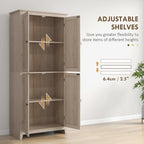 31.5" D*15.75" W*71.75" H Natural Wood Kitchen Pantry with 2 Shelves, 2 Double Doors, Farmhouse Rectangular Storage Cabinet, for Living Room, Dining Room