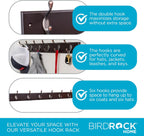 BIRDROCK HOME Hook Coat and Hat Rack - 6 Dual Hanging Coat Hooks for Wall Mount - Decorative Storage for Entryway Foyer Hallway Bathroom & Bedroom - 27", Dark Brown w/Oil Rubbed Bronze Hooks - 2 Pack