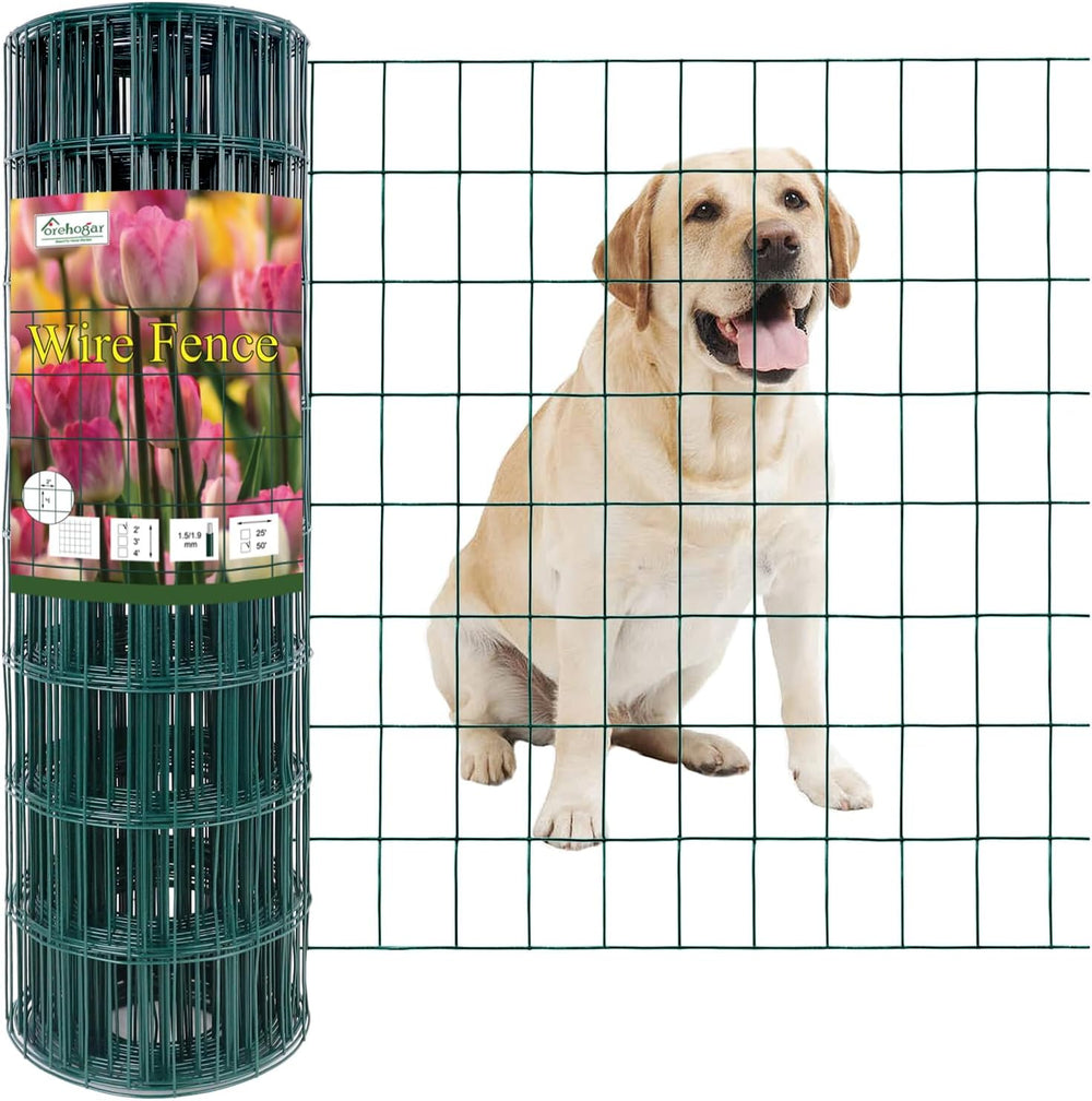 Green PVC Coated Welded Wire Fence 24" x 50' Roll, 2"x3" M...