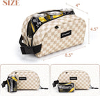 Cerbonny Reusable Lunch Bag, Khaki Checkerboard, 2.5L, Insulated, Leak Proof, Zipper Closure, 2 Compartments, Perfect for Picnic, Work, School, Travel