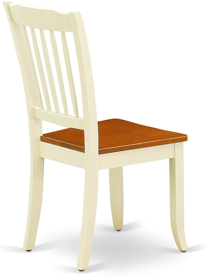 East West Furniture MZDA5-WHI-W 5 Piece Dining Set Includes a Rectangle Dining Room Table with Dropleaf and 4 Wood Seat Chairs, 36x54 Inch, Buttermilk & Cherry