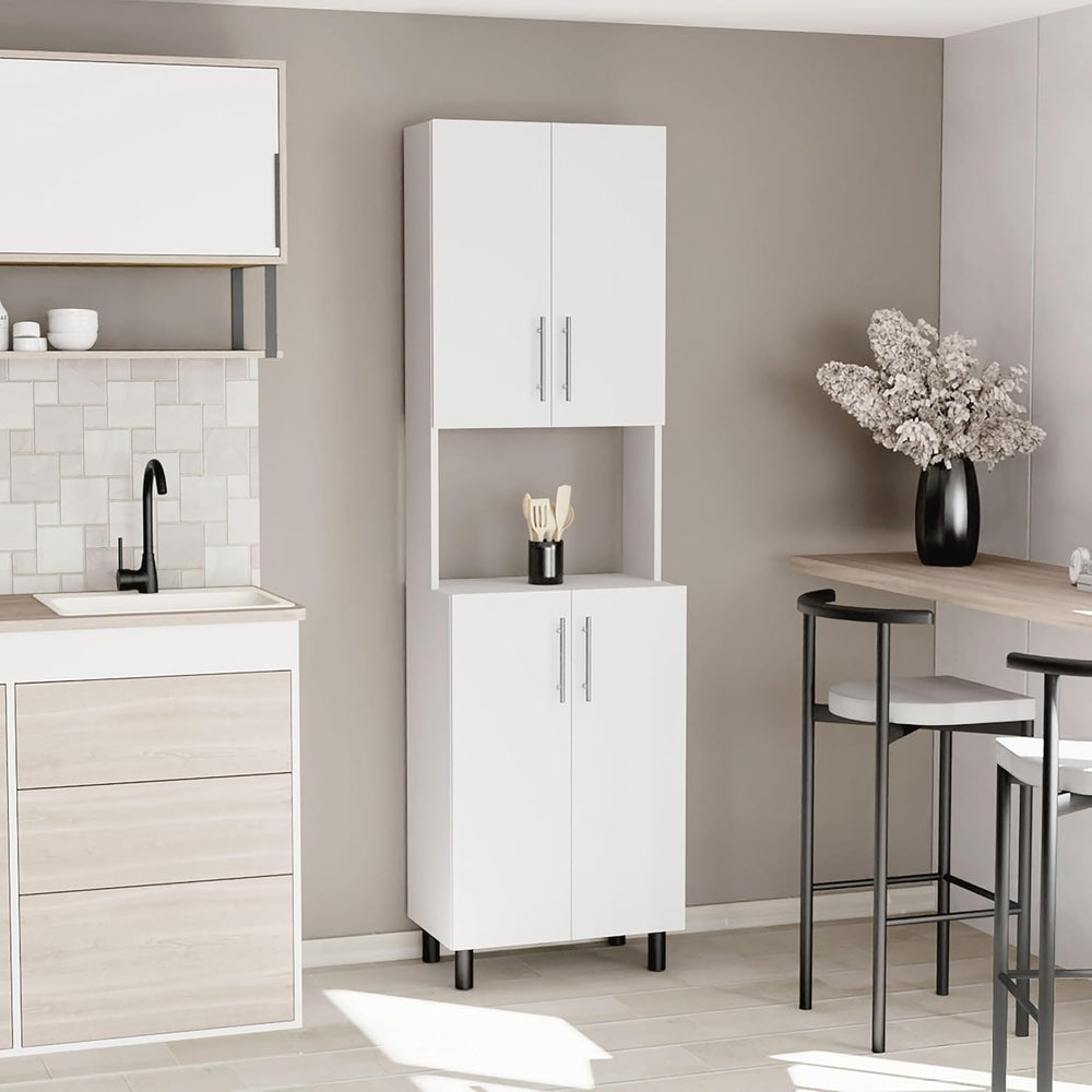 Tuhome Linden 76.8" Tall Kitchen Pantry Cabinet, Freestanding Pantry Cab...